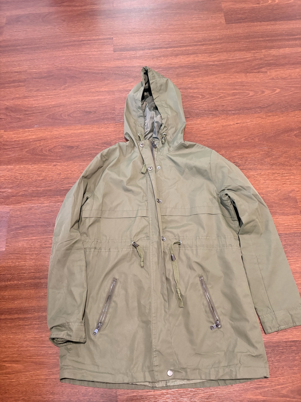 Ambiance Olive Green Military-Style Hooded Field Jacket